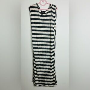 Stella & Jamie NWT Black and White Striped Maxi Dress Size Medium